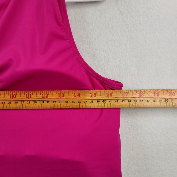 Plus Croft & Barrow High Neck Twist Front Tankini 1X 16W-18W Pink/Black/White - Picture 8 of 9